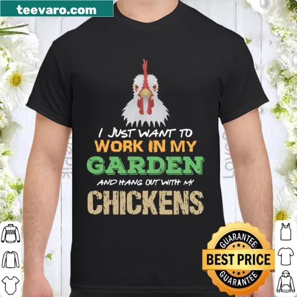 Shirt celebrating gardening and chickens with playful graphics