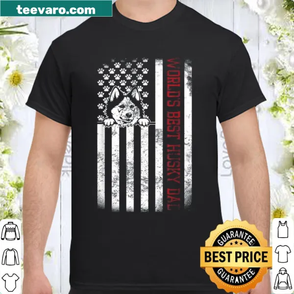 Vintage-style shirt for proud Husky dads featuring American flag