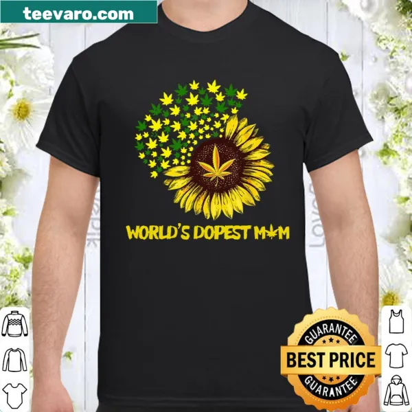 Playful shirt design featuring text about the world's dopest mom with a sunflower