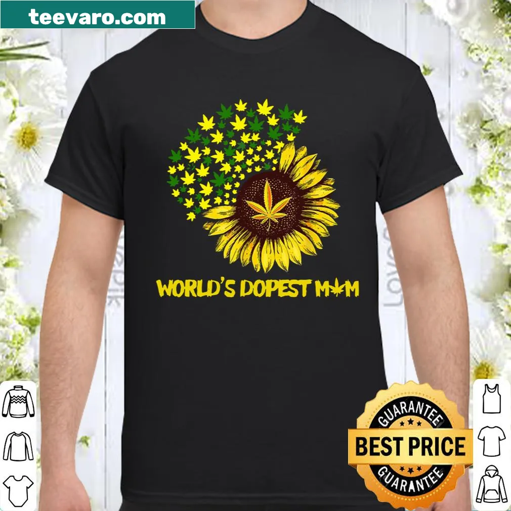 Playful shirt design featuring text about the world's dopest mom with a sunflower