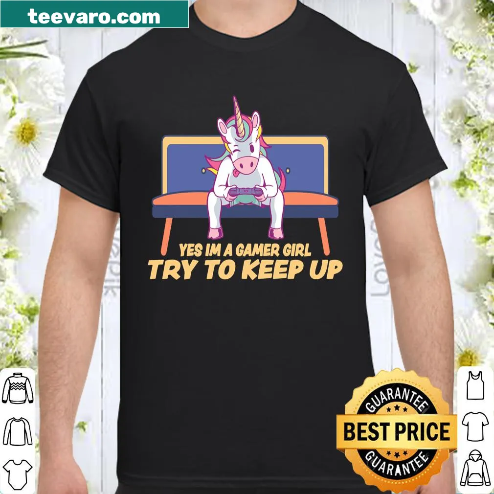 Unicorn graphic sweatshirt with gaming theme and humorous text.