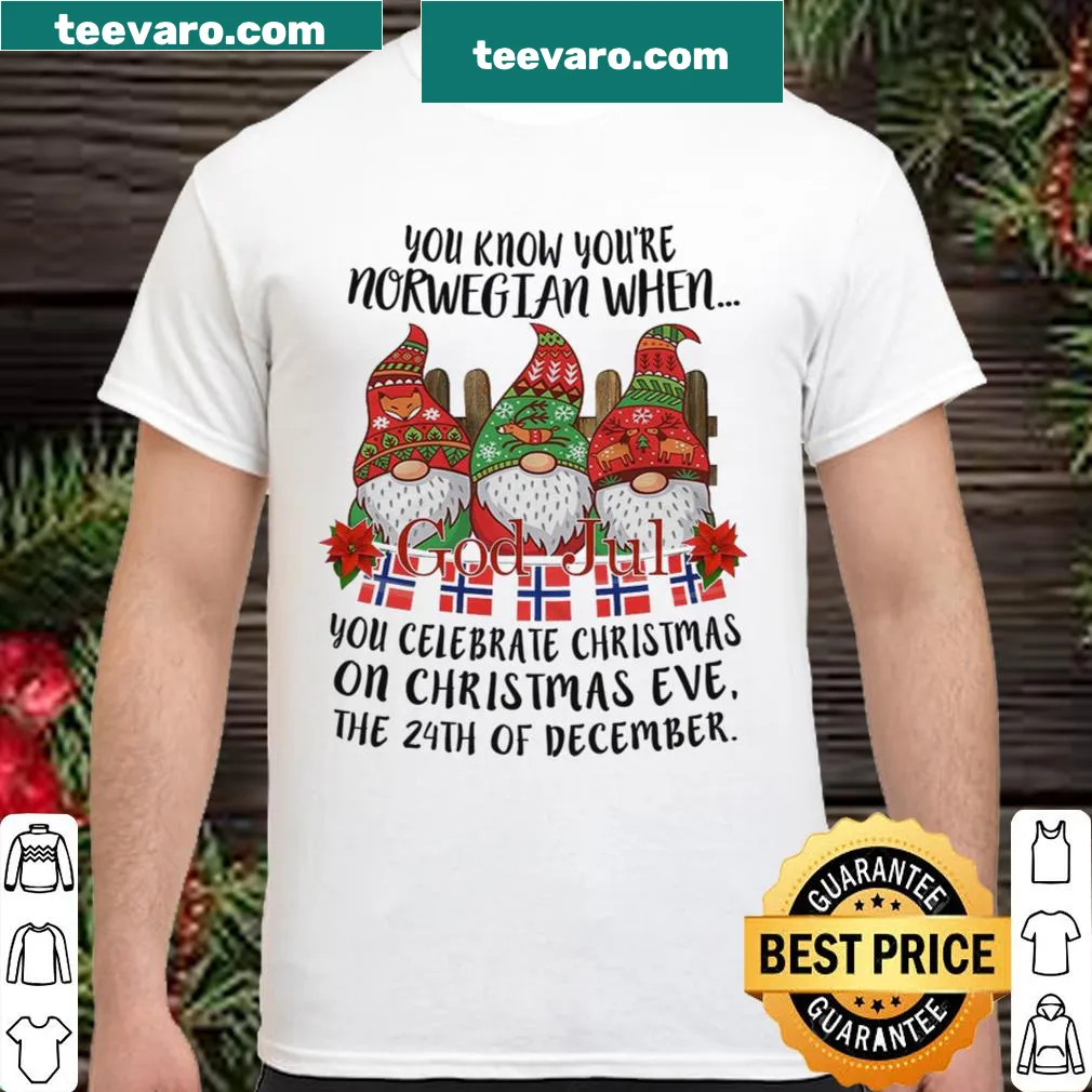Christmas shirt celebrating Norwegian heritage with festive text