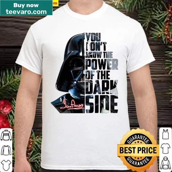 Star Wars-themed shirt with dark side quote and signature