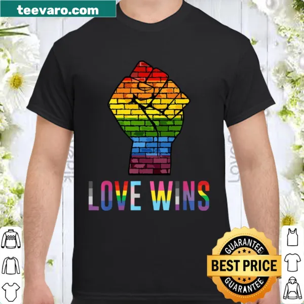 Shirt with the text 'love wins' prominently displayed
