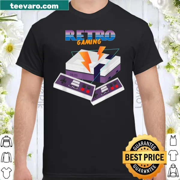 Retro gaming shirt with 1980s design elements