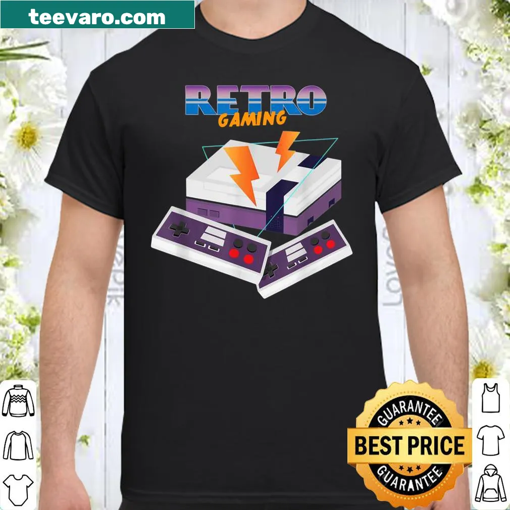 Retro gaming shirt with 1980s design elements