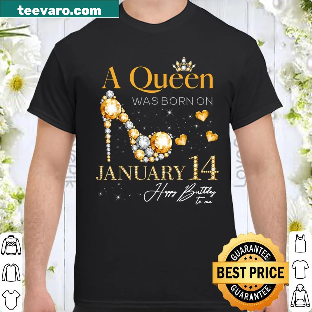 Queen birthday t-shirt with elegant January 14 text