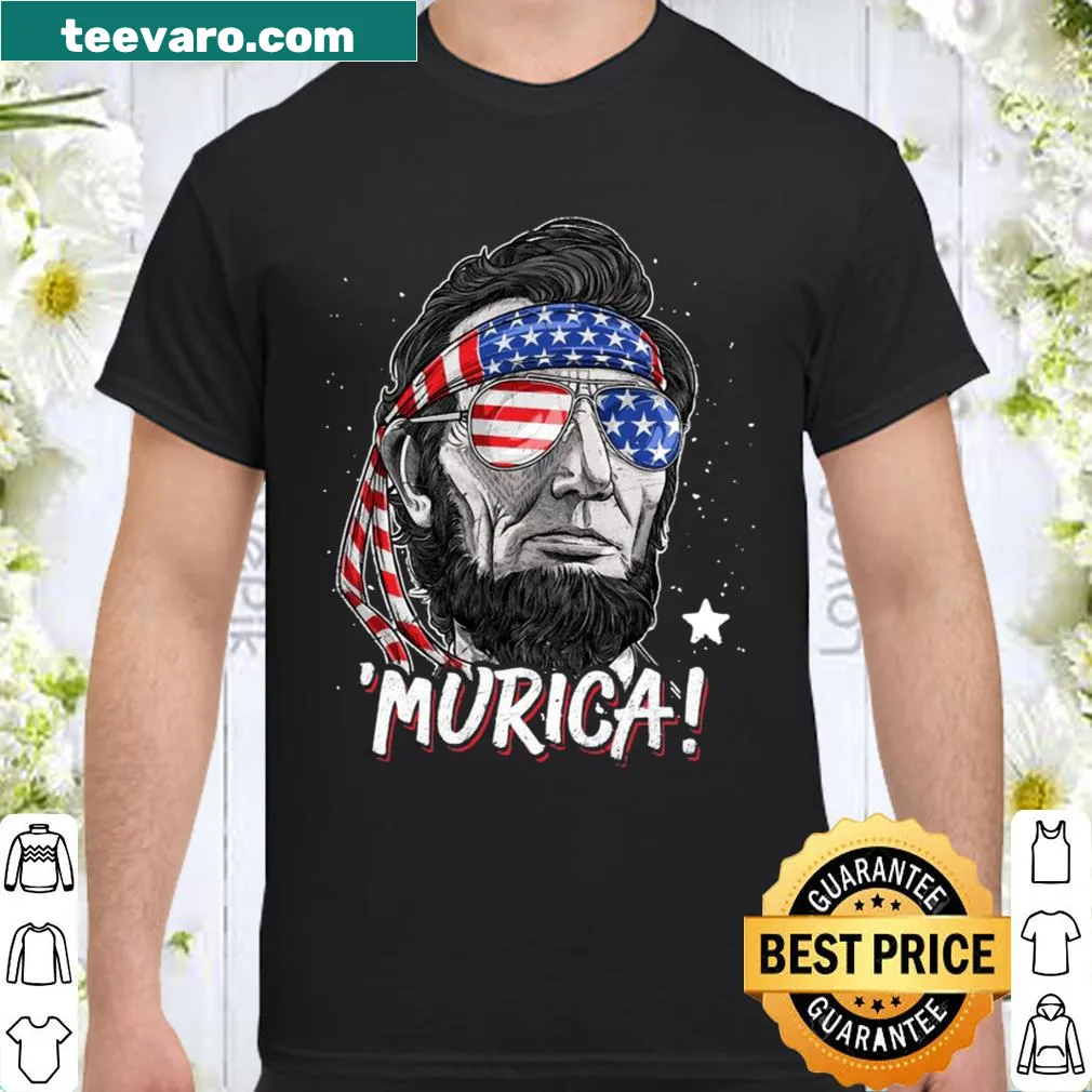 Abraham Lincoln T-shirt with American flag and 'Murica' text
