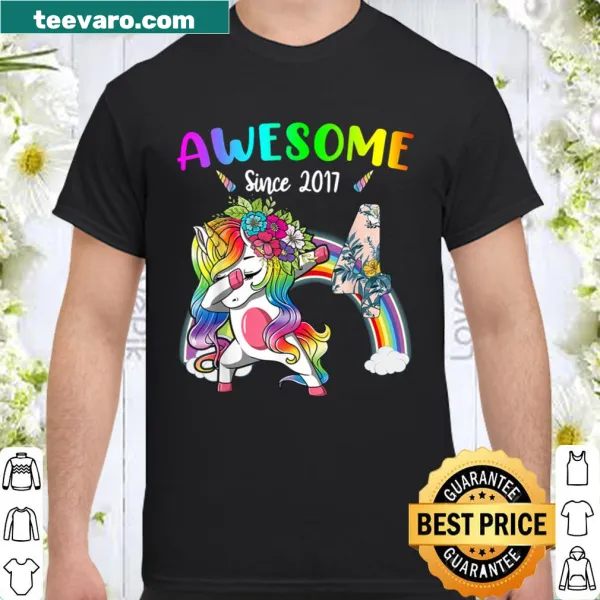 Birthday shirt featuring a dabbing floral unicorn