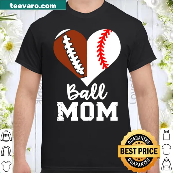 Funny 'Ball Mom' design with heart and sports elements