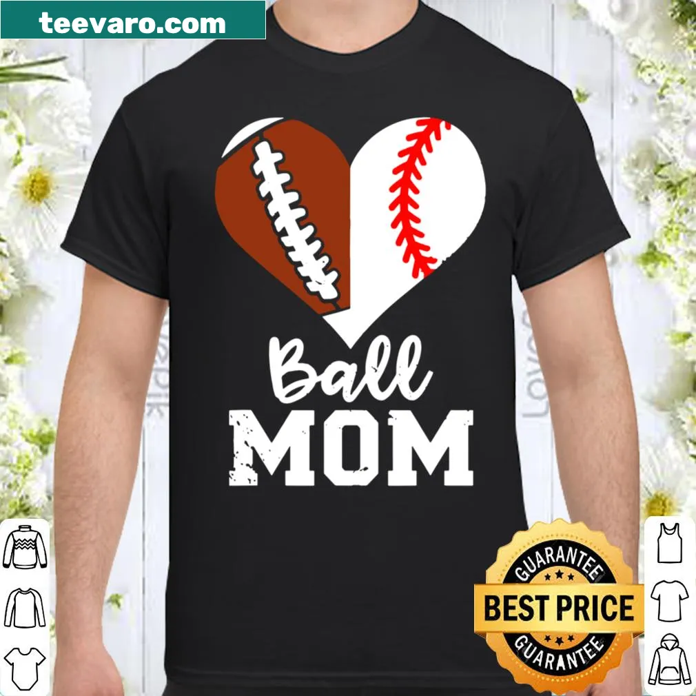 Funny 'Ball Mom' design with heart and sports elements