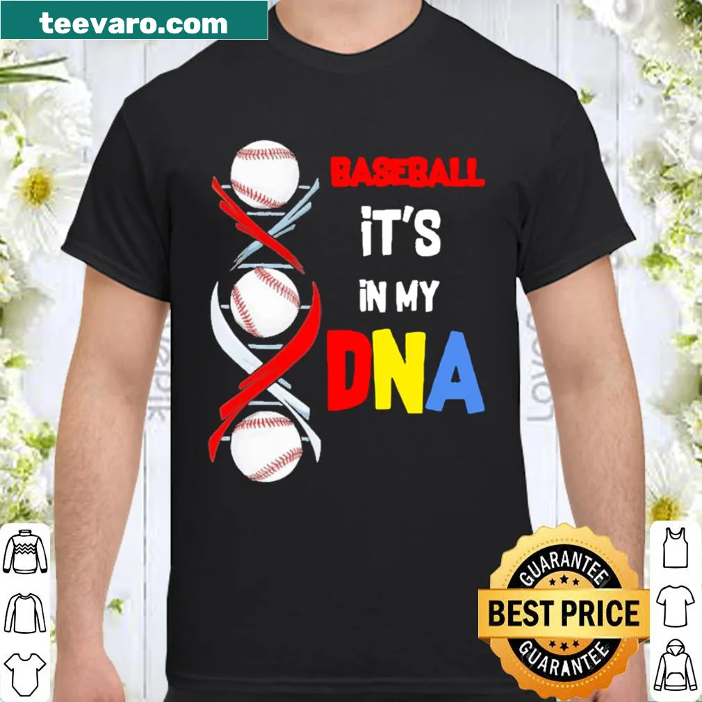 Baseball themed T-shirt with 'it's in my dna' text