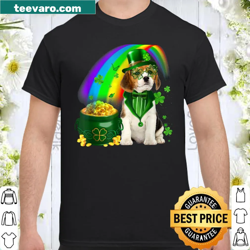 Illustration of a Beagle dog dressed as a leprechaun for St. Patrick's Day
