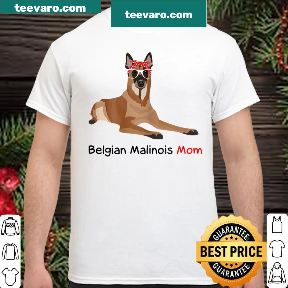Shirt featuring a graphic bandana design for Belgian Malinois moms