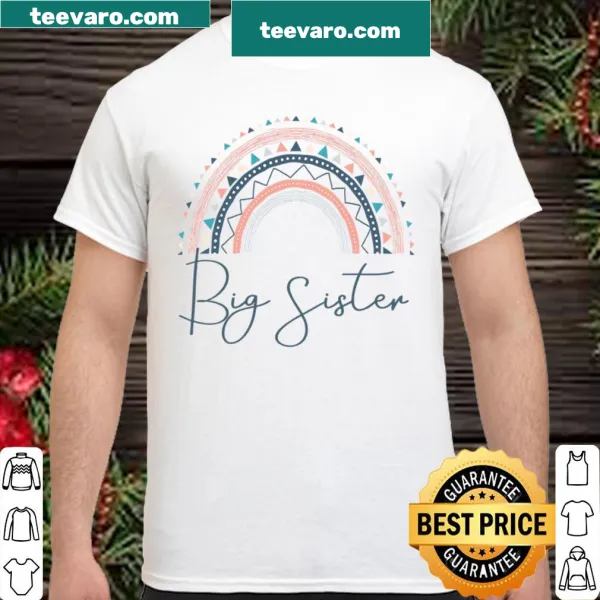 Toddler shirt featuring a rainbow design celebrating big sisters