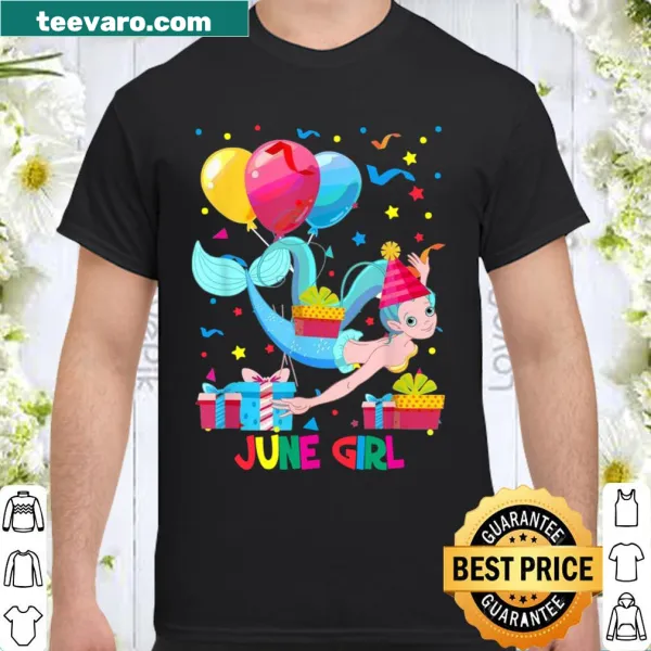 Cute mermaid girl birthday shirt design