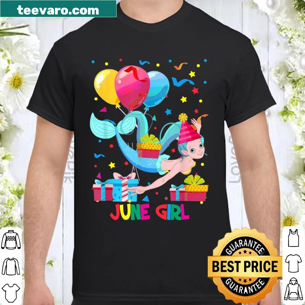 Cute mermaid girl birthday shirt design
