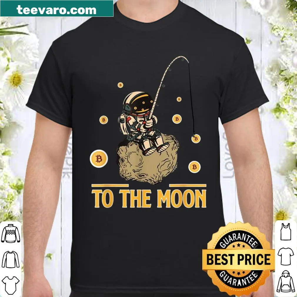 Astronaut graphic on Bitcoin shirt with playful design