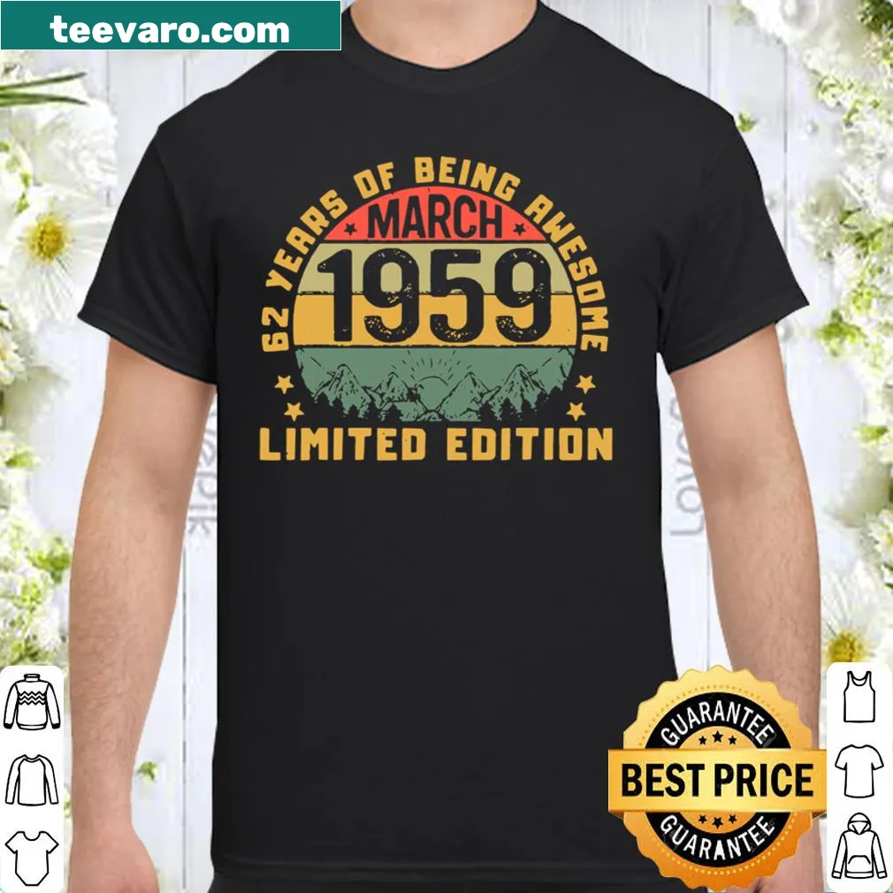 Vintage birthday tee celebrating 62 years since March 1959