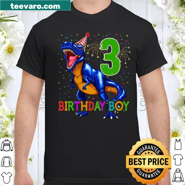 Cute dinosaur birthday shirt with 'Rawr I'm 3!' text