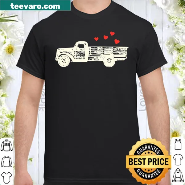 Cute shirt for boys with a vintage truck and hearts for Valentine's Day.
