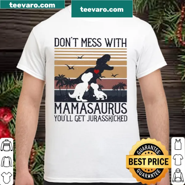 Vintage distressed t-shirt with humorous Mamasaurus graphic and text