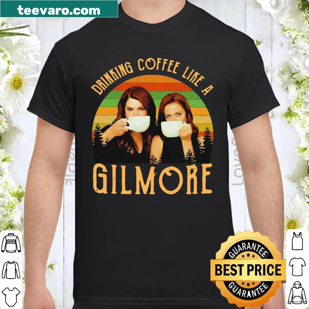Vintage-style shirt with a phrase about coffee and Gilmore Girls