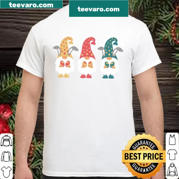 Adorable cartoon gnomes celebrating Easter on a shirt