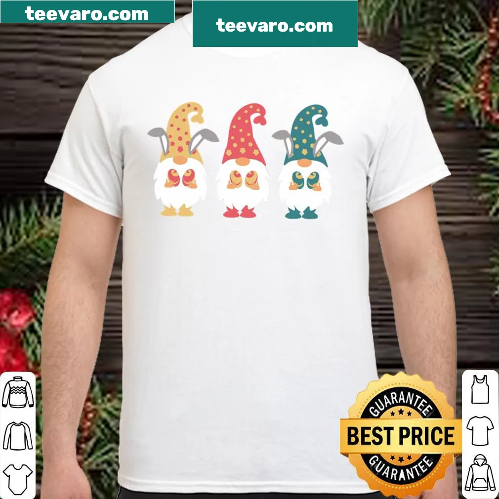 Adorable cartoon gnomes celebrating Easter on a shirt