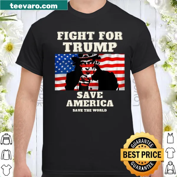 Patriotic baseball tee with 'Fight For Trump For Patriots' text