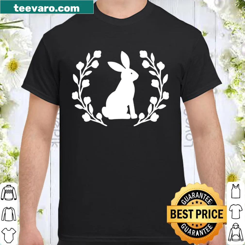 Floral rabbit silhouette shirt for Easter