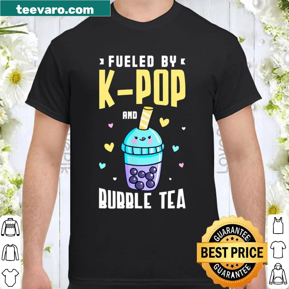 Cartoon-style shirt with K-Pop and bubble tea design