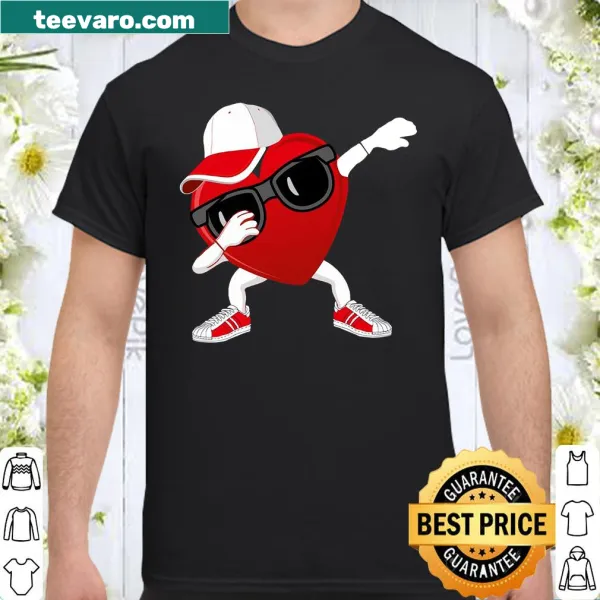 Kids shirt with a funny dabbing heart character for Valentine's Day