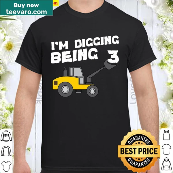 Birthday shirt for kids with fun 'I'm Digging Being 3' graphic