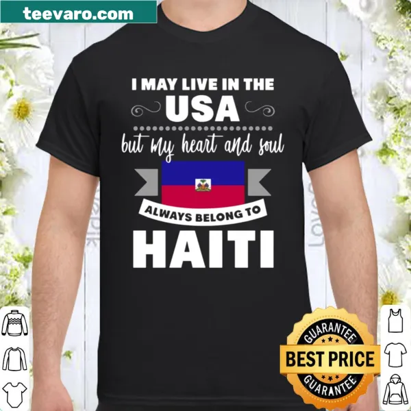 Haitian flag t-shirt with American-themed quote