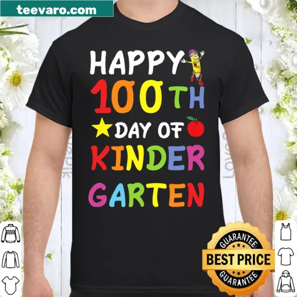 Shirt celebrating the 100th day of kindergarten with cheerful text