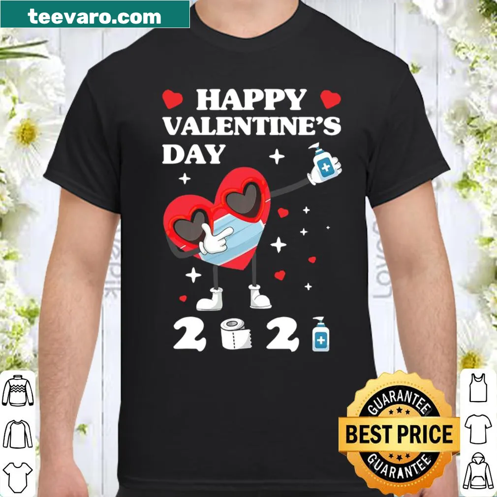 Valentine's Day shirt with dabbing heart and mask illustration