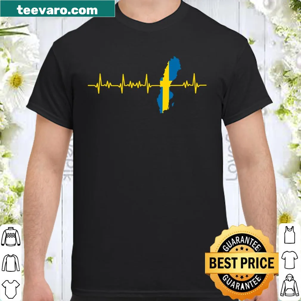 Shirt featuring Herzschlag design and Swedish flag