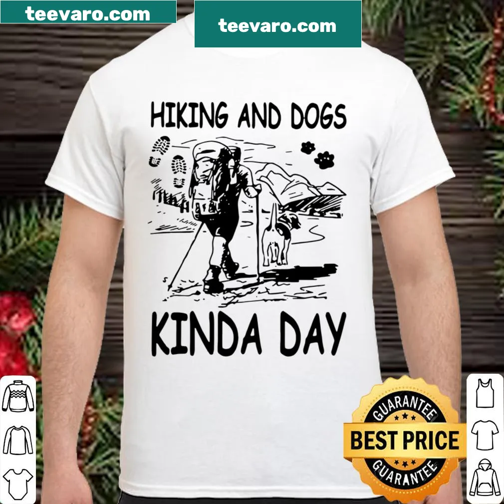 Playful illustration of mountains and dogs with hiking theme