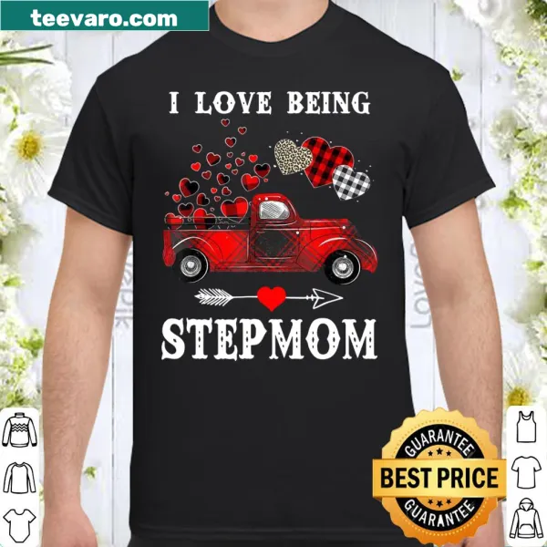 Heartwarming stepmom shirt with red plaid truck and hearts
