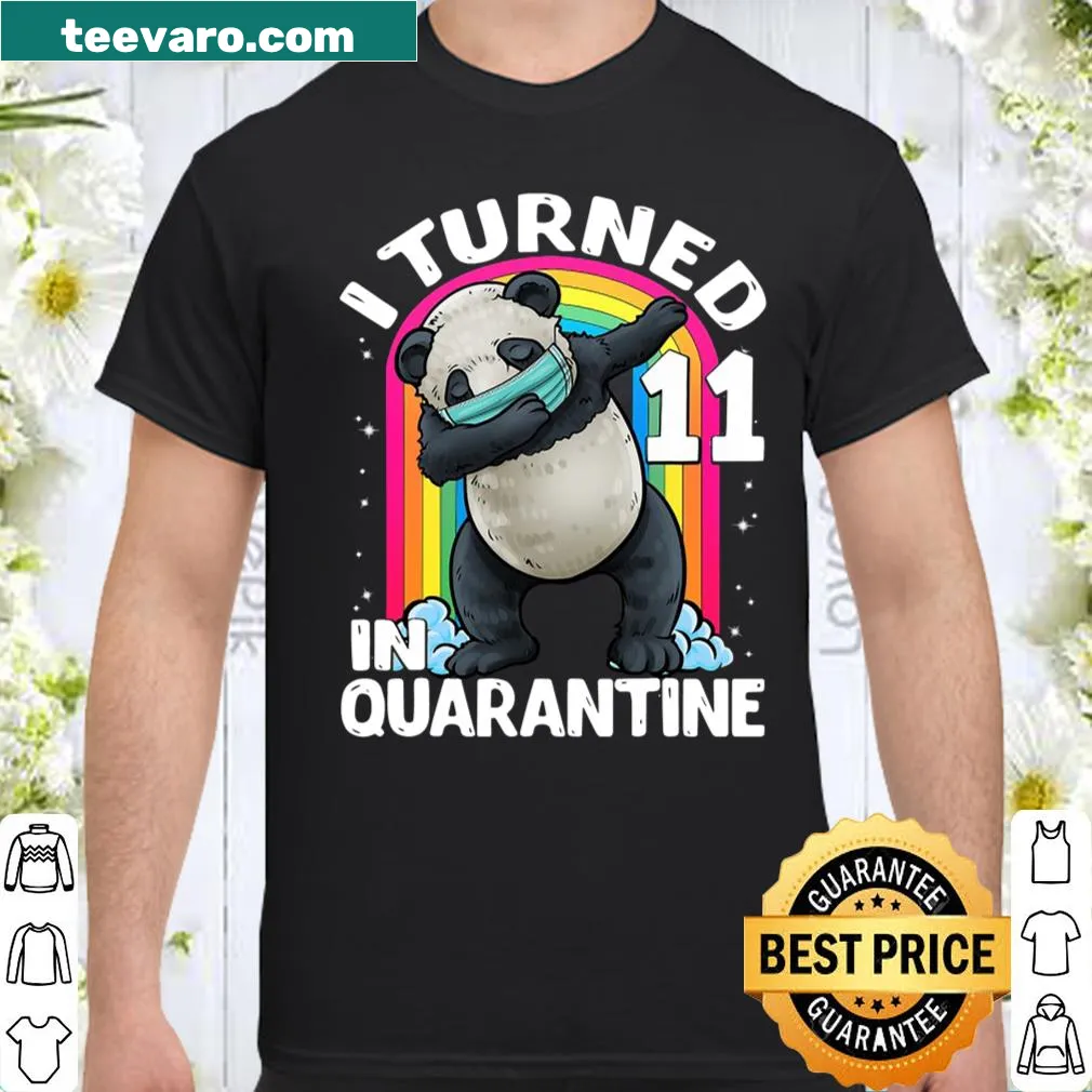 Kids birthday shirt with dabbing panda and 'I Turned 11 In Quarantine' text