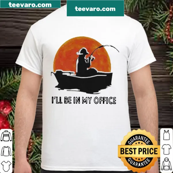 Fishing scene illustration at sunset on a shirt