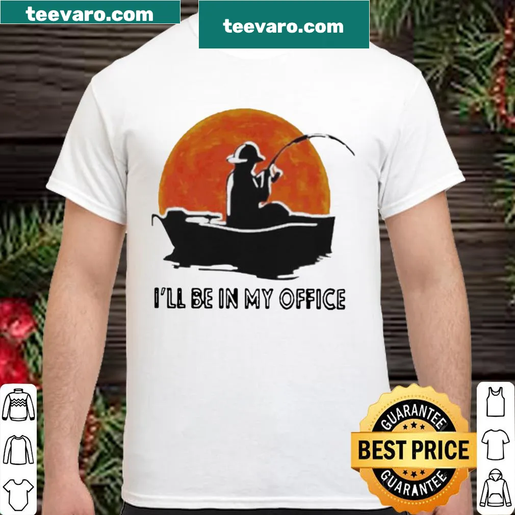 Fishing scene illustration at sunset on a shirt