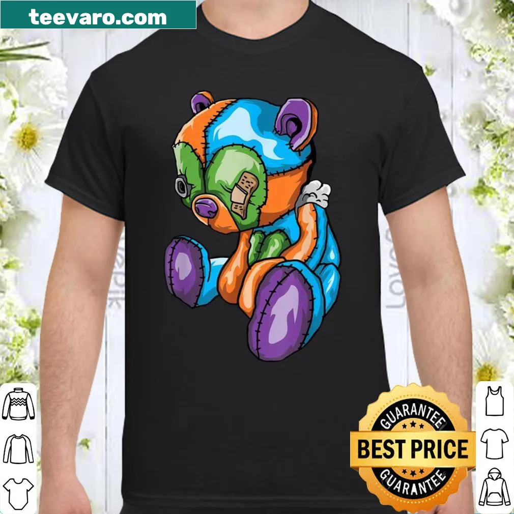 Gothic teddy bear illustration in an anime-kawaii style