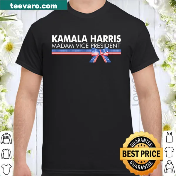 Shirt honoring Kamala Harris with American flag ribbon design