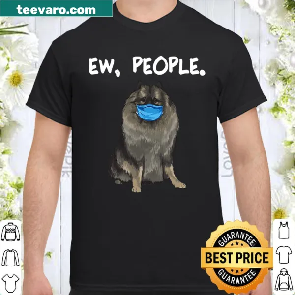 Cartoon Keeshond wearing a face mask on a shirt