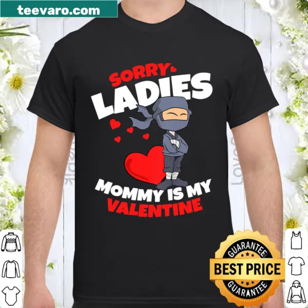 Cute toddler boy shirt with 'Mommy Is My Valentine' text and ninja design