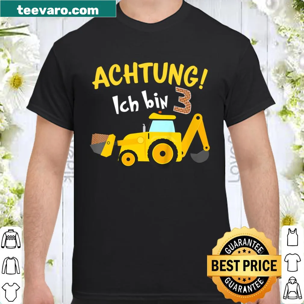 Birthday shirt for 3-year-old boys with a digger graphic