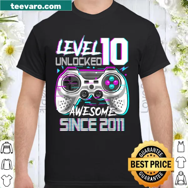 Birthday shirt stating 'Level 10 Unlocked' with gaming theme