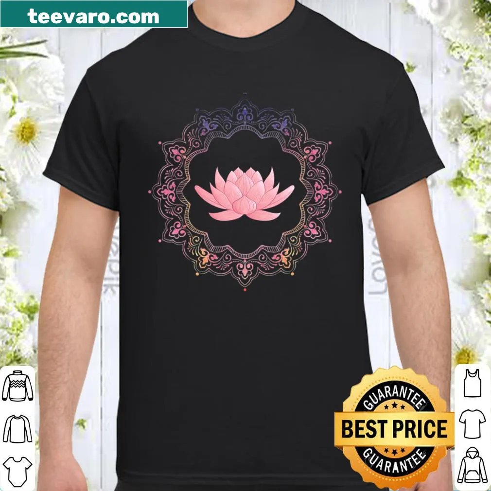 Lotus mandala illustration on a spiritual yoga shirt
